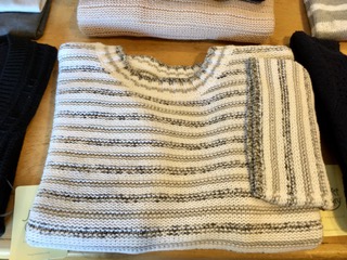 Cream and grey striped knit skirt